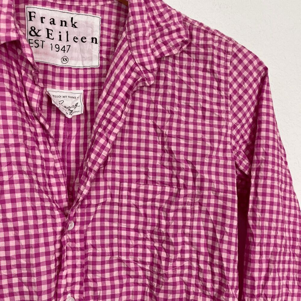 Frank & Eileen Barry Multi Pink Check Signature Crinkle Top Women's Size XS - Picture 7 of 7